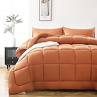 DOWNCOOL Twin Comforter Set -All Season Bedding Comforters Sets with 1 Pillow Case -2 Pieces Bed Set Down Alternative Comforter Set -Orange Twin Bedding Sets(64