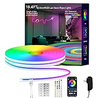 Neon Rope Lights, 16.4FT RGB LED Strip Lights App Control,IR Remote,Music Syncing,Outdoor IP67 Waterproof,Flexible DIY Design for Bedroom,Living,Gaming,Party Decoration