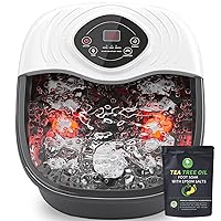 Foot Spa,Foot Bath Massager with Tea Tree Oil Foot Soak with Epsom Salt - with Heat, Bubbles and Vibration,Red Light,Medicine Box Digital Temperature Control 8 Acupressure Massage Points