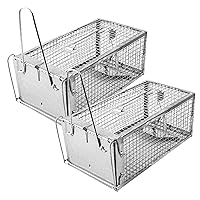 SZHLUX 2-Pack Rat Trap, Humane Mouse Traps Work for Indoor and Outdoor,Small Rodent Animal-Mice Vole Chipmunk Hamsters Live Cage,Catch and Release(SZ-SL2614X2S)