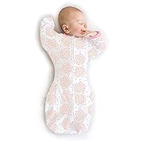 Transitional Swaddle Sack with Arms Up Half-Length Sleeves and Mitten Cuffs, Heavenly Floral, Pink, Medium, 3-6 Months (Parents' Picks Award Winner)