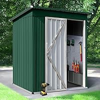 Upgraded 5' × 3.2' Metal Outdoor Storage Shed with Door & Lock, Waterproof Garden Storage Tool Shed for Backyard Patio,Natural Green