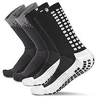 LUX Anti Slip Socks - Non Slip Football/Hockey Sports Socks - 2 Pack Black V1 & V2