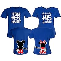 I Stole Her Heart and I'm Stealing His Last Name Shirts - His and Hers Outfits - Bridal Shower Gifts (Royal)