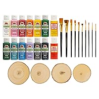Apple Barrel PROMOABWR22 DIY Craft Featuring 12 Paints, 2 Mod Podge Acrylic Sealers, 4 Wood Rounds and 10 Brushes, 28 Piece Set, Multi
