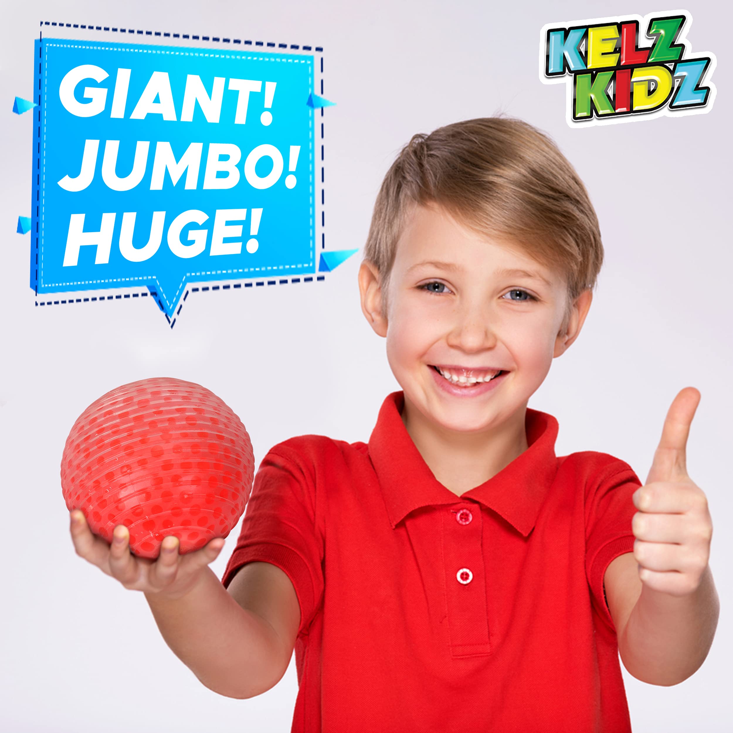 KELZ KIDZ® TEXTURODOS® Giant Satisfying and Fun Jumbo Textured Stress Ball for Kids and Adults with Therapy and Sensory Needs (Red Beads)