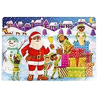 Upbounders- Santa's Helpers - Christmas Puzzle for Kids with Black Brown Santa - 48 Pieces - Kids Jigsaw Floor Puzzle for Boys Girls, Ages 4-8, Multi