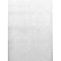 429-6705 Plouf Damask Paintable Wallpaper, White