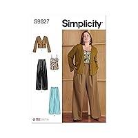 Simplicity Misses' Pleated Wide Leg Pants, Camisole and V-Neck Cardigan Sewing Pattern Kit, Design Code S9826, Sizes 30W-32W-34W-36W-38W, Multicolor