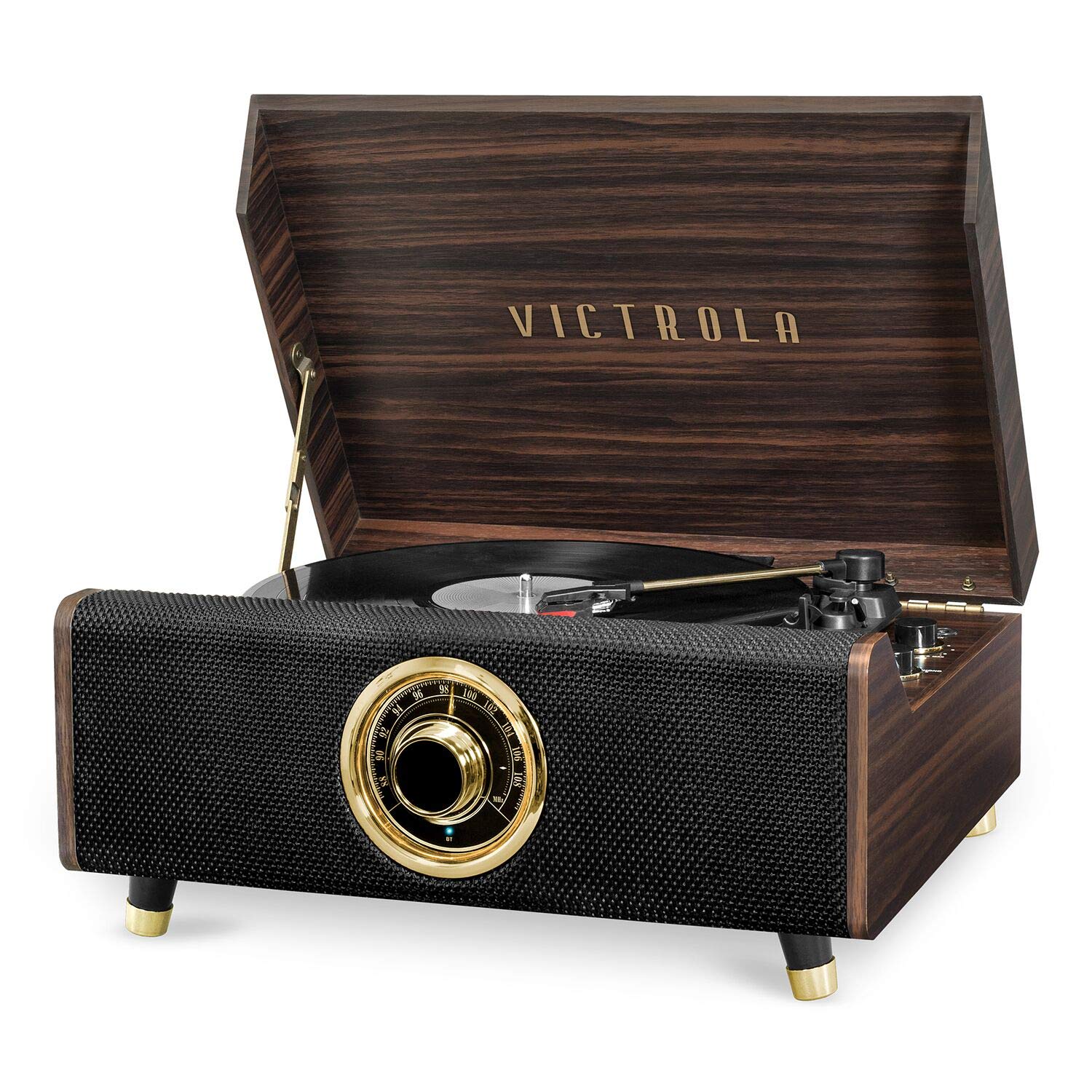 Victrola's 4-in-1 Highland Bluetooth Record Player with 3-Speed Turntable with FM Radio, Espresso (VTA-330B-ESP)