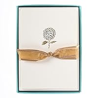 Graphique Hydrangea La Petite Presse Boxed Notecards - 10 Embellished Gold Foil Blank Cards with Matching Envelopes and Storage Box, 3.25