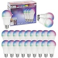 Lighting Smart Light Bulb Work with Wi-Fi RGBW Color Changing Led Bulbs Compatible with Alexa and Google Home Assistant, A19 E26 9W 800LM Multicolor Led Light Bulb, No Hub Required (21 Pack)