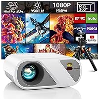 Roconia Projector, Full HD 1080P Video Projector With Tripod, Portable Mini Outdoor Movie Projector For iPhone, Home Theater Projector Compatible With HDMI/USB/AV/Smartphone/TV Stick/Laptop