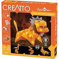 Creatto Luminous Lion & Serengeti Sidekicks Light-Up 3D Puzzle Kit | Includes Creatto Puzzle Pieces to Make Your Own Illuminated Craft Creations | DIY Activity Kit & LED Lights,Orange