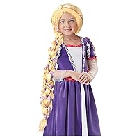 Rapunzel Costume Wig with Flowers for Girls Standard Yellow