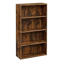 VASAGLE Bookshelf, 4-Tier Open Bookcase with Adjustable Storage Shelves, Floor Standing Unit, Rustic Brown ULBC164X01