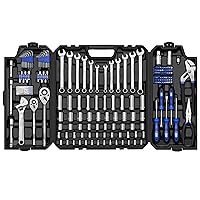 240-Piece Mechanics Tool Set, General Assorted SAE/Metric Sockets and Wrenches Automotive Repair Tool Kit with Plastic Storage Toolbox