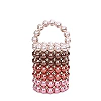 YUSHINY Women Beaded Pearl Evening Bucket Handmade Bags with DustBag for Wedding Party