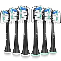 Replacement Toothbrush Heads for Philips Sonicare Replacement Heads, Brush Head Compatible with Phillips Sonicare Electric Toothbrushes C2, for Philips Sonic Care Brush(All Snap-on), 6 Pack,Black