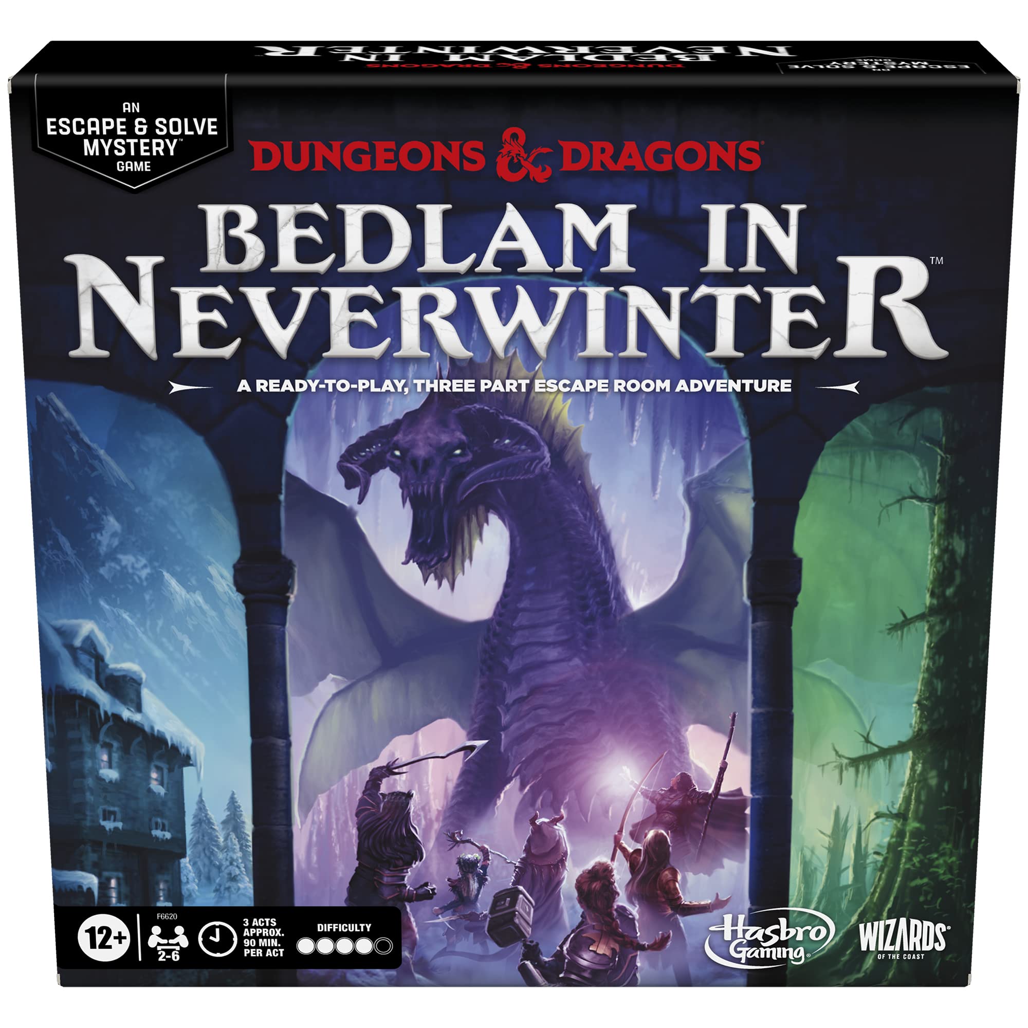 Dungeons & Dragons: Bedlam in Neverwinter, Escape Room, Cooperative Board Games for Ages 12+, 2-6 Players, 3 Acts Approx. 90 Mins. Each
