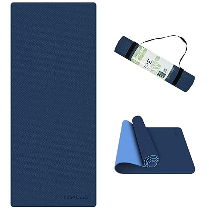 TOPLUS Yoga Mat - Classic 1/4 Inch Thick Pro Yoga Mat Eco Friendly Non Slip Fitness Exercise Mat with Carrying Strap-Workout Mat for Yoga, Pilates and Floor Exercises