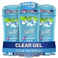 Secret Fresh Clear Gel Antiperspirant and Deodorant for Women, Waterlily Scent, 2.6oz (Pack of 3)