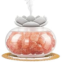 Essential Oil Diffusers Aromatherapy Diffuser: YeeQue Salt Lamp Diffuser for Home Bedroom Office, Himalayan Pink Crystal Cute Lotus Auto Shut-Off 7 Colors LED Night Light(White)
