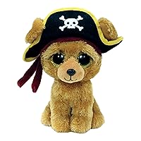 Ty - Plush - Beanie Boos Special Halloween - Dog - Rowan - Big Glitter Gold Eyes and Pirate Hat - The Doll with Big Sparkling Eyes - 15 cm - 36492