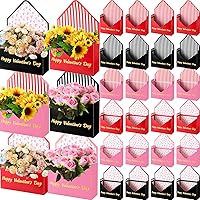 Engrowtic 30 Pcs Valentine's Day Flower Boxes for Arrangements Floral Envelope Boxes Bouquet Box 9.25 x 2.95 x 13.79 Inch 6 Styles Flower Arrangement Paper Boxes for Valentine's Day Wedding, Party,