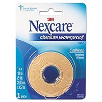 Nexcare 731 First Aid Waterproof Tape w/Dispenser,1-Inch x180-Inch, Flexible