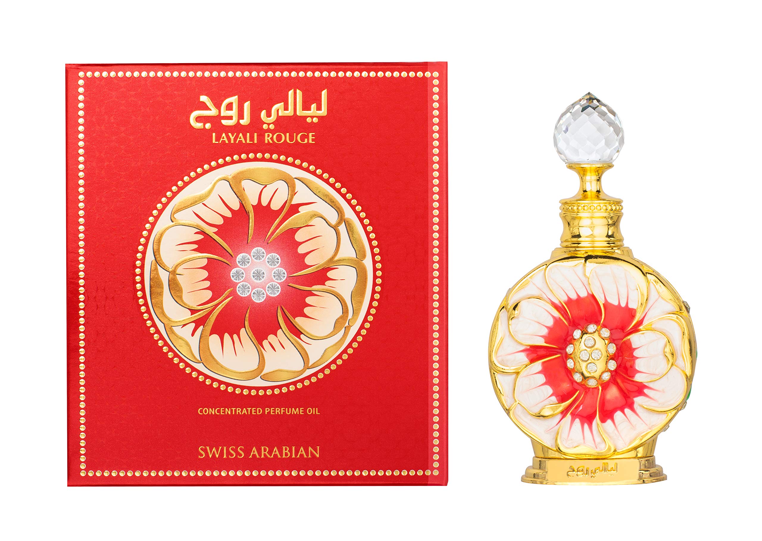 Swiss Arabian Layali Rouge - Luxury Products From Dubai - Lasting And Addictive Personal Perfume Oil Fragrance - A Seductive, Signature Aroma - The Luxurious Scent Of Arabia - 0.5 Oz