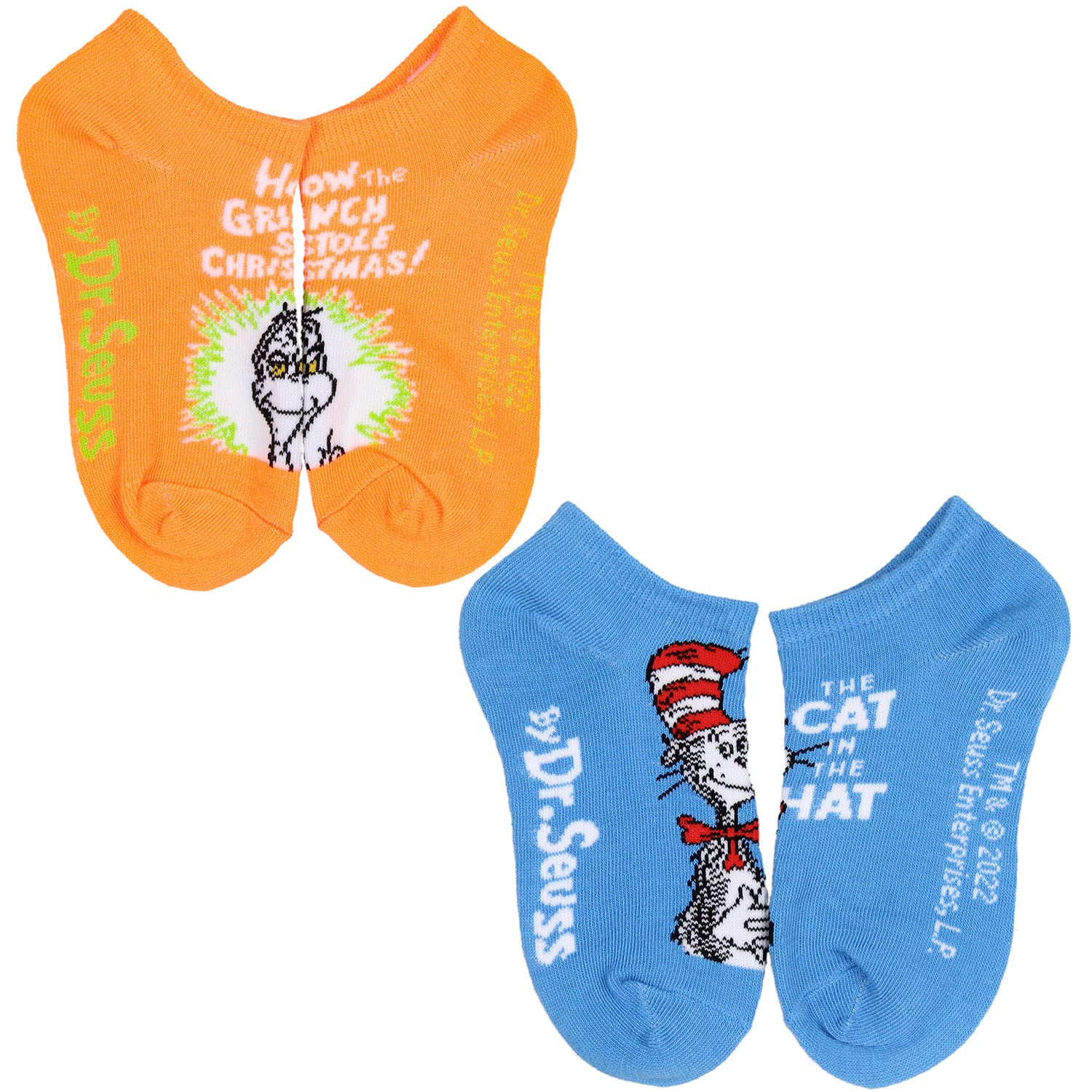 Dr. Seuss Book Titles and Characters Kids Week Of Socks Box Set Crew and Ankle Mix And Match 7 Pairs