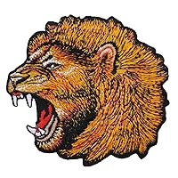 Lion Embroidered Iron on Patch Lion, King of The Jungle Motorcycle Biker Car Racing Skull Jacket Jean Gang Team Tattoo Tiger Puma Jaguar