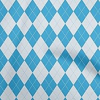 Cotton Jersey Blue Fabric Argyle Dress Material Fabric Print Fabric by The Yard 58 Inch Wide
