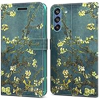 CoverON Wallet Pouch Designed for Samsung Galaxy S21 FE Case, RFID Blocking Flip Folio Stand PU Leather Phone Cover - Almond Blossom