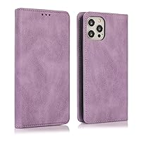 Wallet Case for iPhone 13/13 Pro/13 Pro Max, PU Leather Folio Case Card Slots Magnetic Closure TPU Shockproof Kickstand Flip Cover Camera Protection,Purple,13 6.1