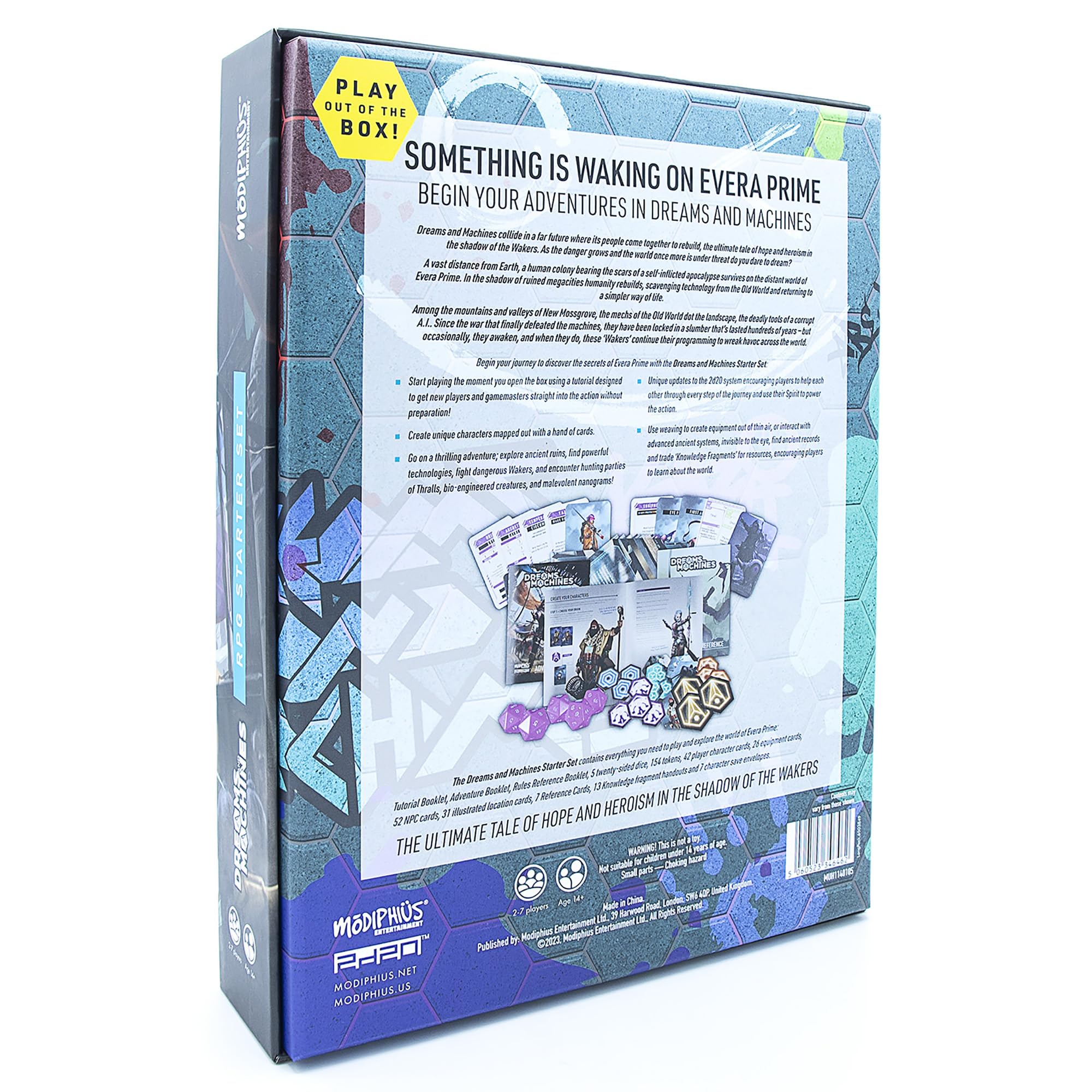 Modiphius: Dreams and Machines: RPG Starter Set to Play & Explore The World of Evera Prime, Booklet, Dice, Cards & More