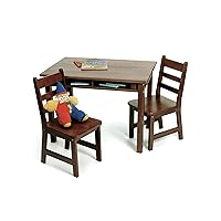 Lipper International Child's Rectangular Table with Shelves and 2 Chairs, Walnut Finish