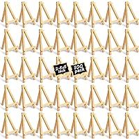 100 Pieces Mini Wood Easel Stands 5 Inch Small Wooden Canvas Easels Display Art Craft Tripod Painting Easels Tabletop Holder for Artist Crafts, Business Cards, Photos, Gift