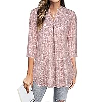 BEPEI Womens Tops Dressy Casual 3/4 Sleeve Blouses V Neck Business Work Shirts