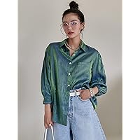 Women's Tops Sexy Tops for Women Shirts Bishop Sleeve Holographic Blouse Shirts for Women (Size : X-Large)
