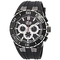 R Men's Quartz Watch with Black Dial Chronograph Display and Black Rubber Strap 15802/3