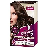 Keratin Color Permanent Hair Color, 4.0 Cappuccino, 1 Application - Salon Inspired Permanent Hair Dye, for up to 80% Less Breakage vs Untreated Hair and up to 100% Gray Coverage