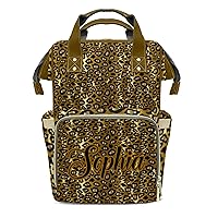 Diaper Bags Leopard Print Brown Black Tote Bags Backpack with Name Mommy Nursing Bags Gifts for Women Men