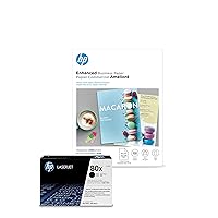 HP 80X Black High Yield Toner + HP Brochure Paper, Matte, Laser, 8.5 x 11, 150 sheets, Enhanced