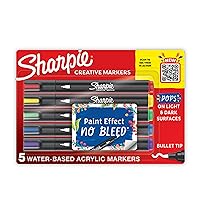 SHARPIE Creative Markers, Water-Based Acrylic Markers, Bullet Tip, Assorted Colors, 5 Count