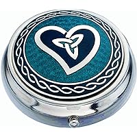 Pill Box in a Celtic Trinity Heart Design. (Blue)