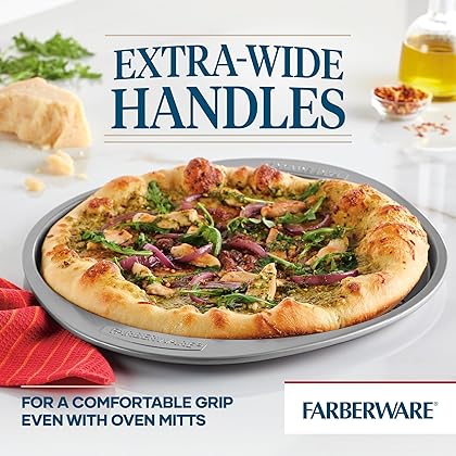 Farberware Nonstick Bakeware Round Pizza/Crisper Pan, 13 Inch, Gray