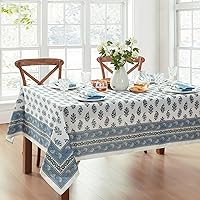 Elrene Home Fashions Tropez Paisley Block Print Stain & Water Resistant Indoor/Outdoor Fabric Rectangle Tablecloth, 60