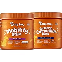 Zesty Paws Glucosamine for Dogs - Hip & Joint Health Soft Chews with Chondroitin & MSM + Turmeric Curcumin for Dogs - with 95% Curcuminoids for Hip & Joint